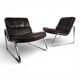 Set of 2 Drabert lounge chairs in brown leather by Gerd Lange, 1970