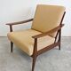 Mid Century Modern armchair in beech with zig-zag fabric, Denmark 1960s