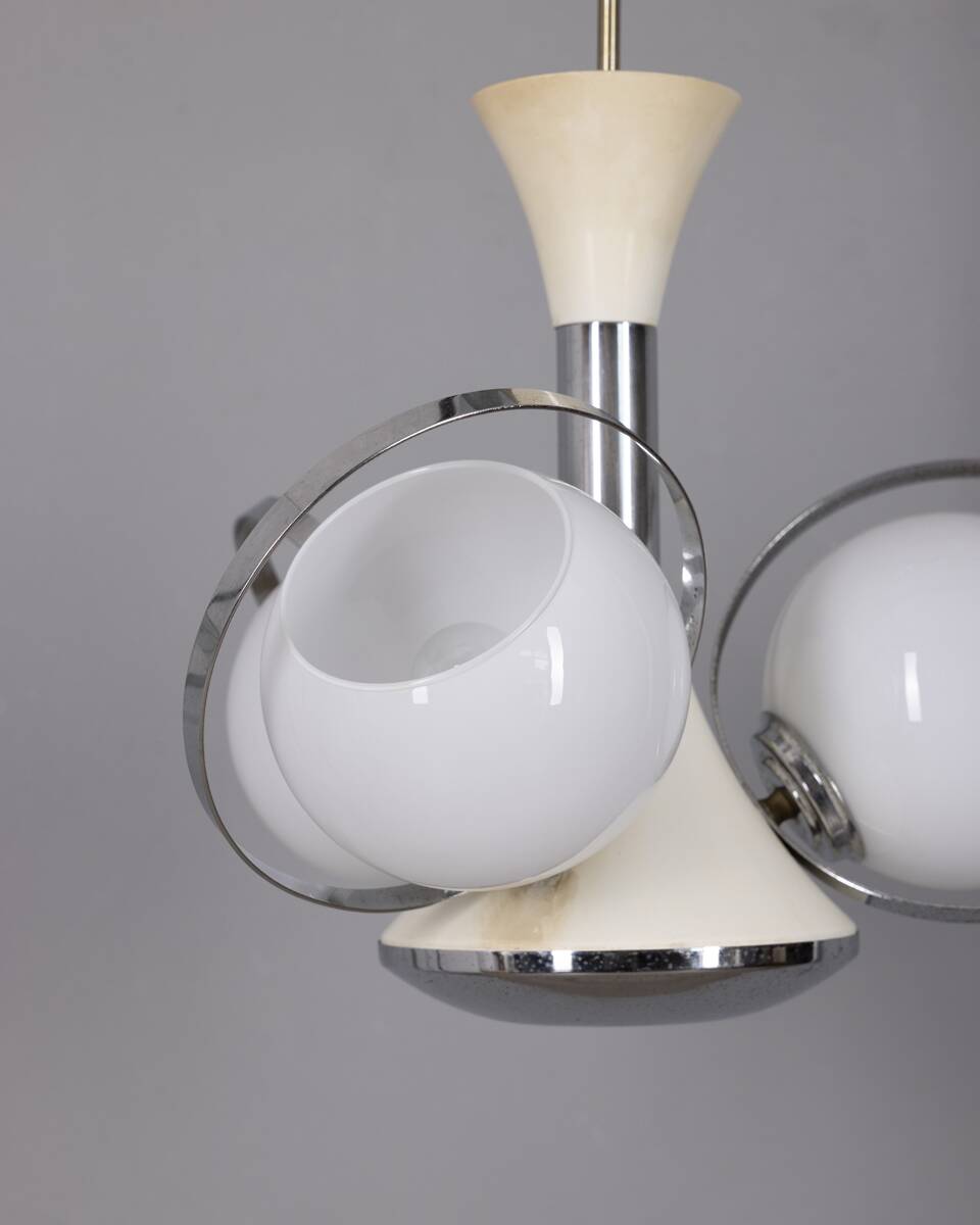 Vintage Space Age Italian Chandelier with Glass Lights, 1970s
