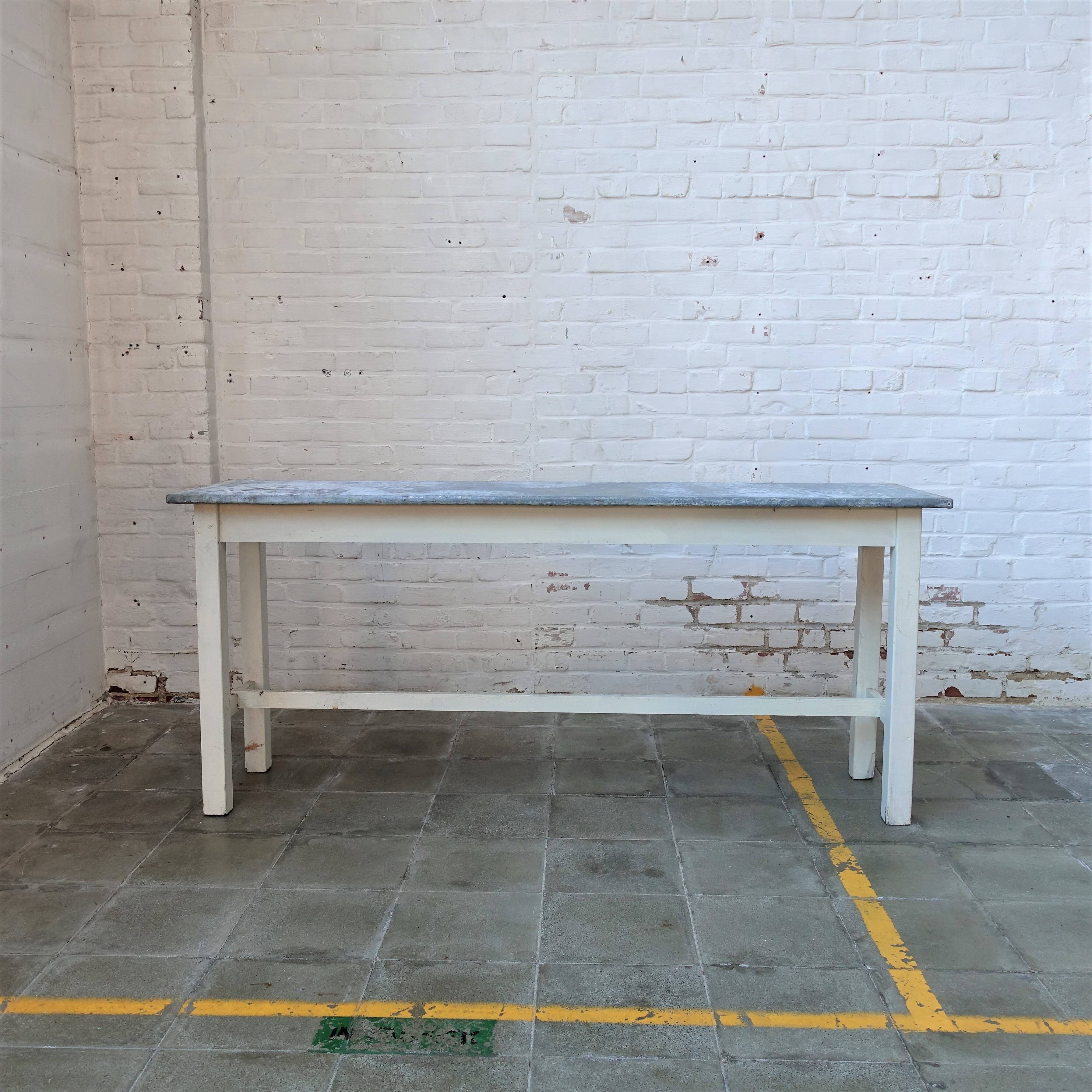 Vintage zinc topped topped farmer table