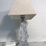 Old moulded glass lamp - lamp-day cream fabric 70vintage