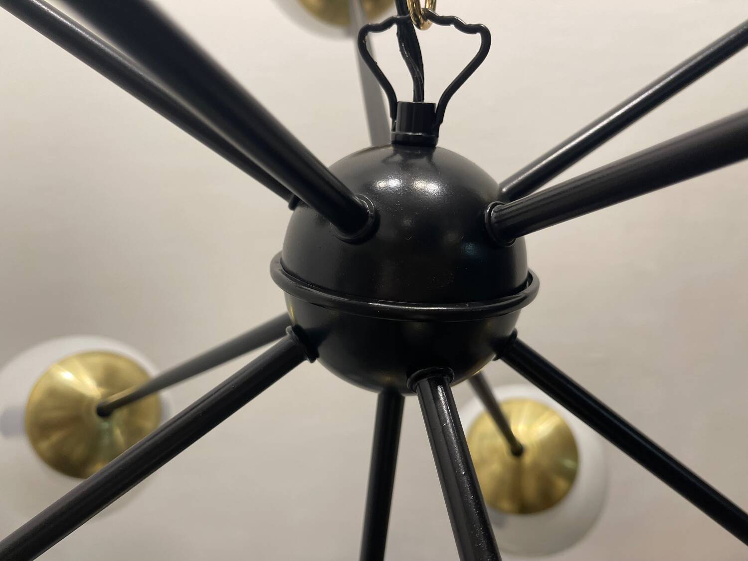 Lustre Spoutnik en Laiton Noir 10 Lumières Années 1990