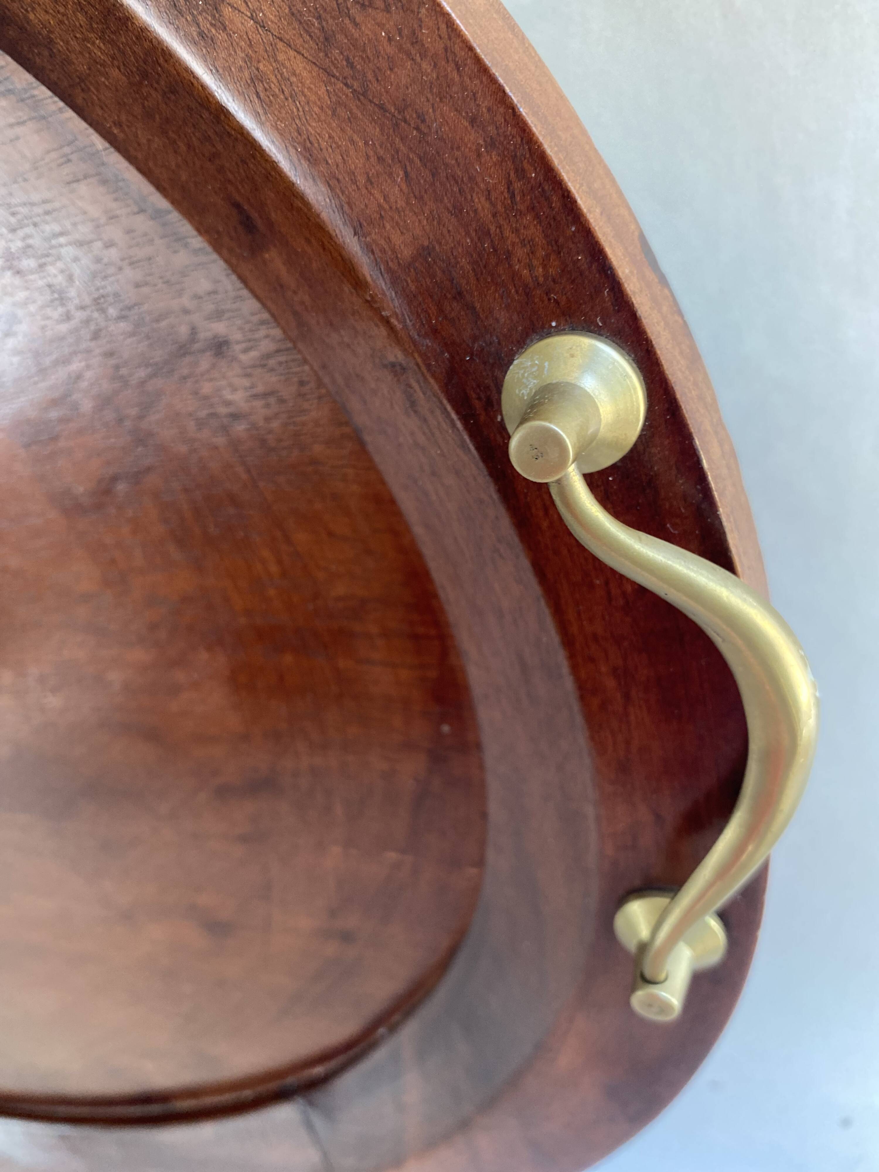 XXL wooden and brass platter, 72 cm