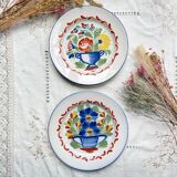 2 assiettes st clement luneville xixème  motif fleuris