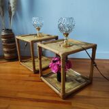 Pair of rattan bedside tables