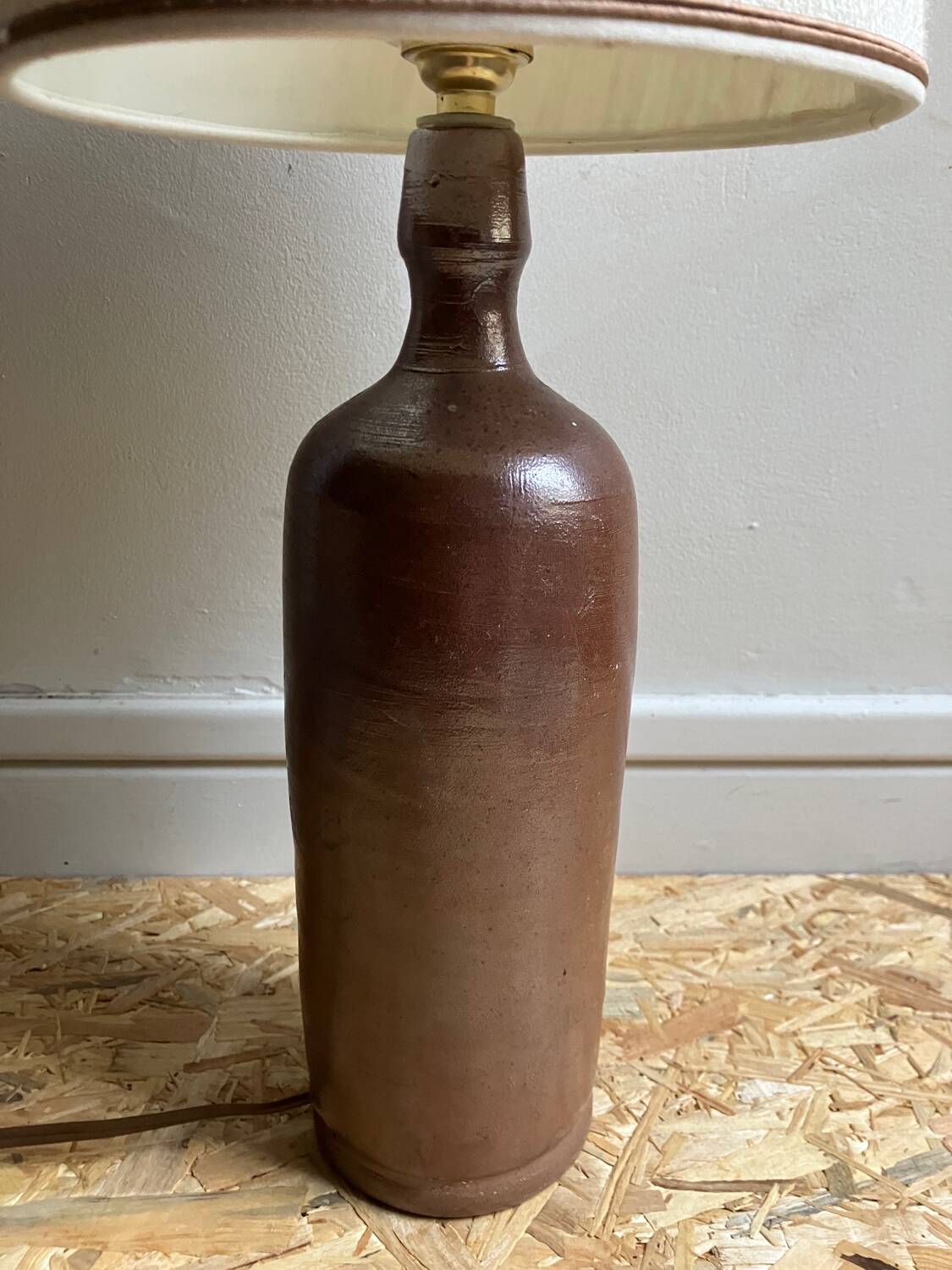 Vintage stoneware bottle lamp