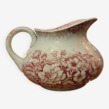 Old pitcher with pink floral decoration/Hamage Nord