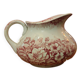 Old pitcher with pink floral decoration/Hamage Nord