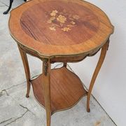 Selette pedestal side table Louis XV style with decorated marquetry and rosewood - 1900s