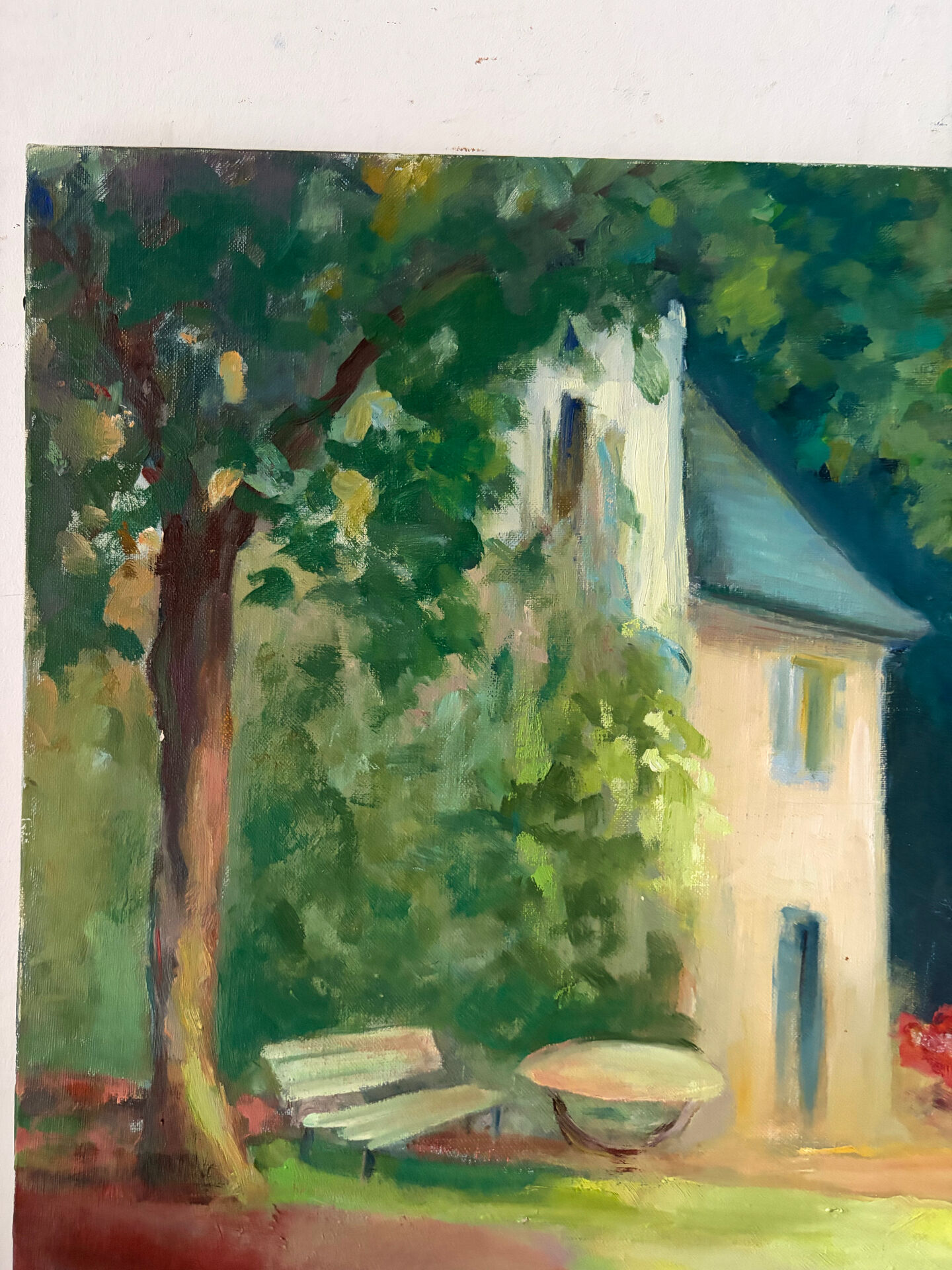 The house in the woods, oil on canvas.