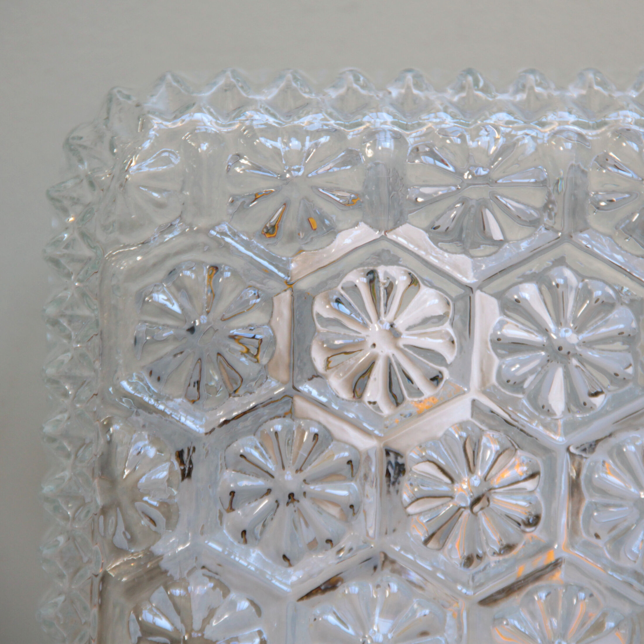 Wall lamp square ceiling lamp in minimalist glass 1970 1980 seventies eighties luminaire