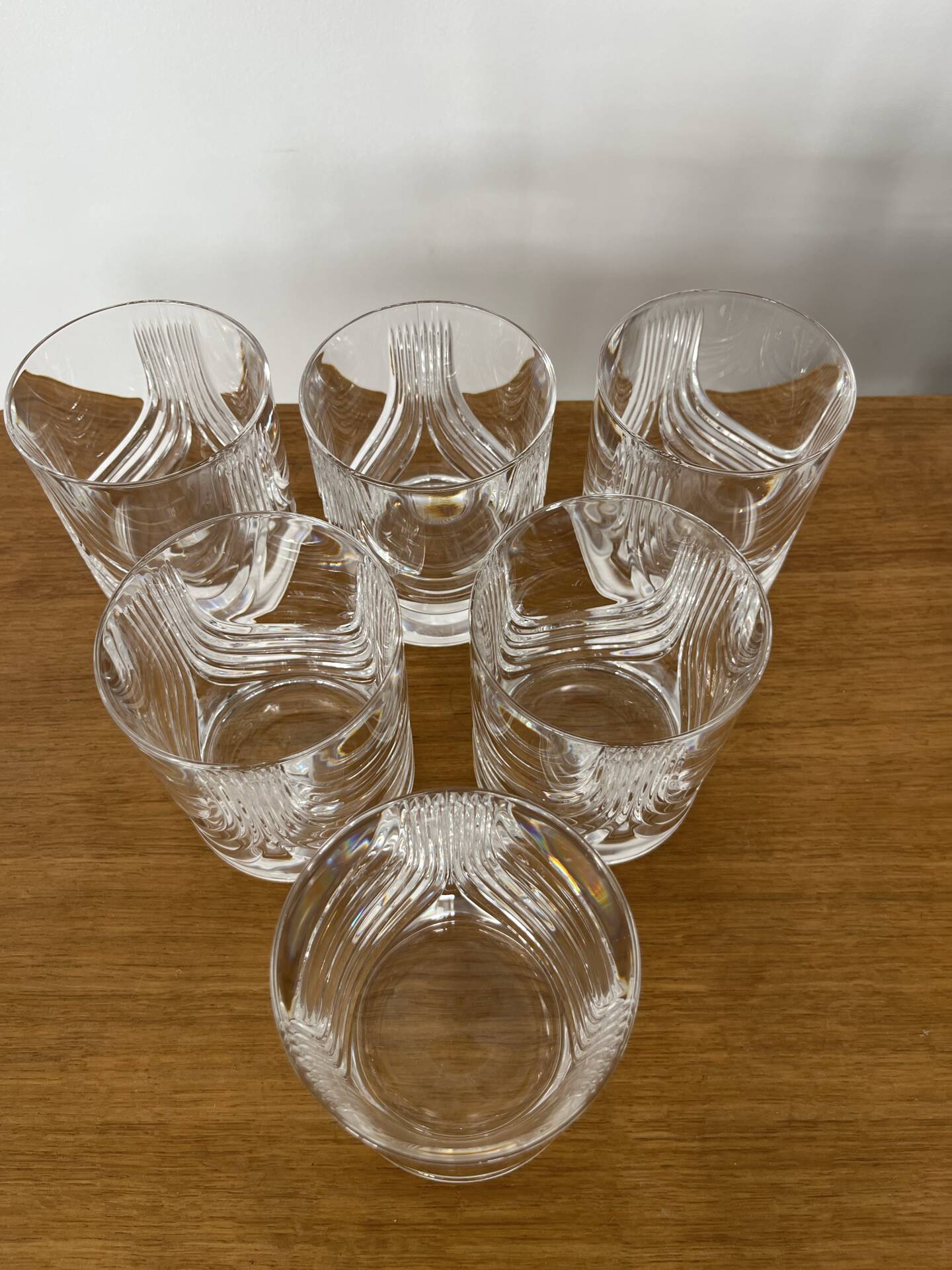 Set of 6 vintage crystal whisky glasses from Royal Cristal Rock.