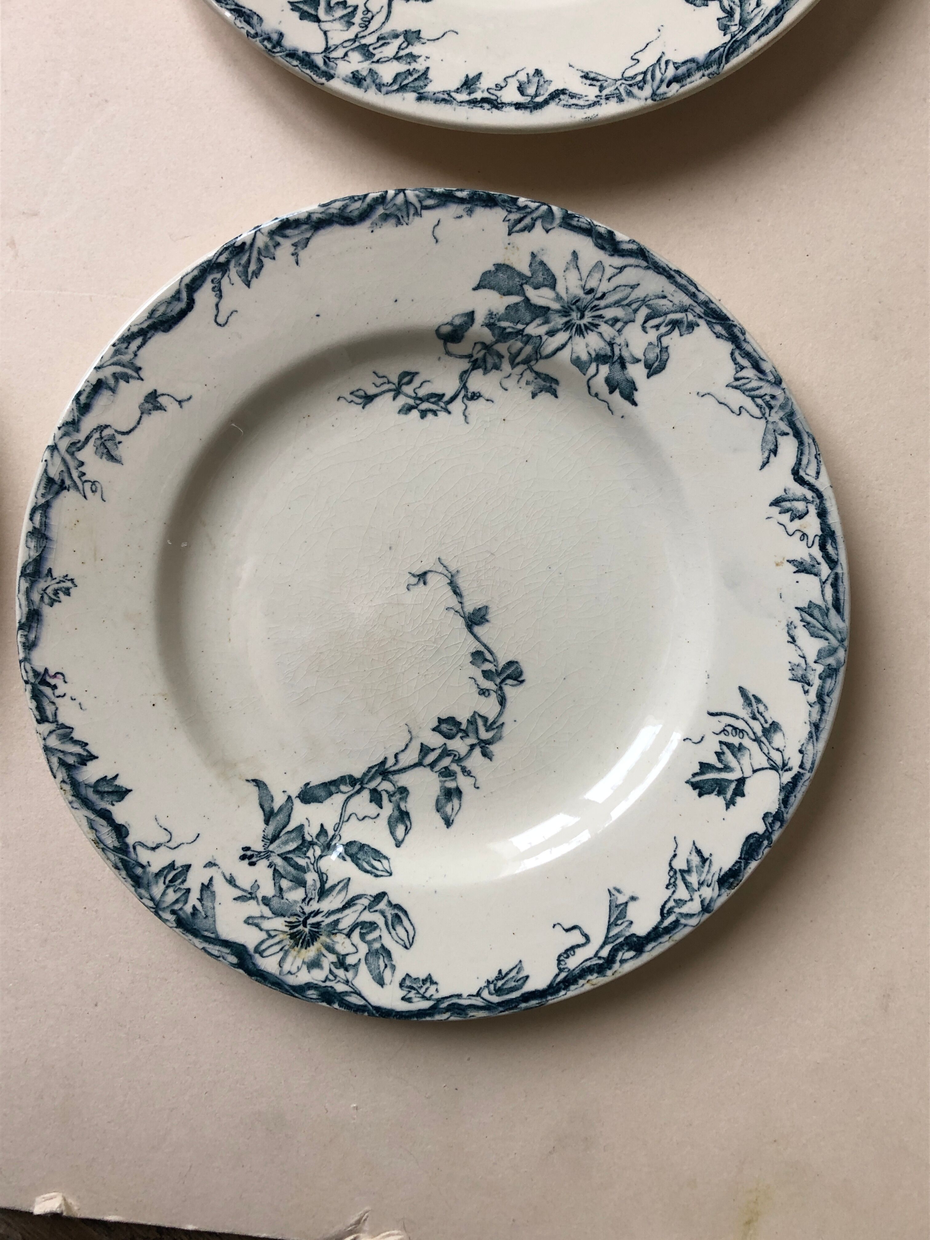 Set of 6 plates in faience Luneville model Passiflore