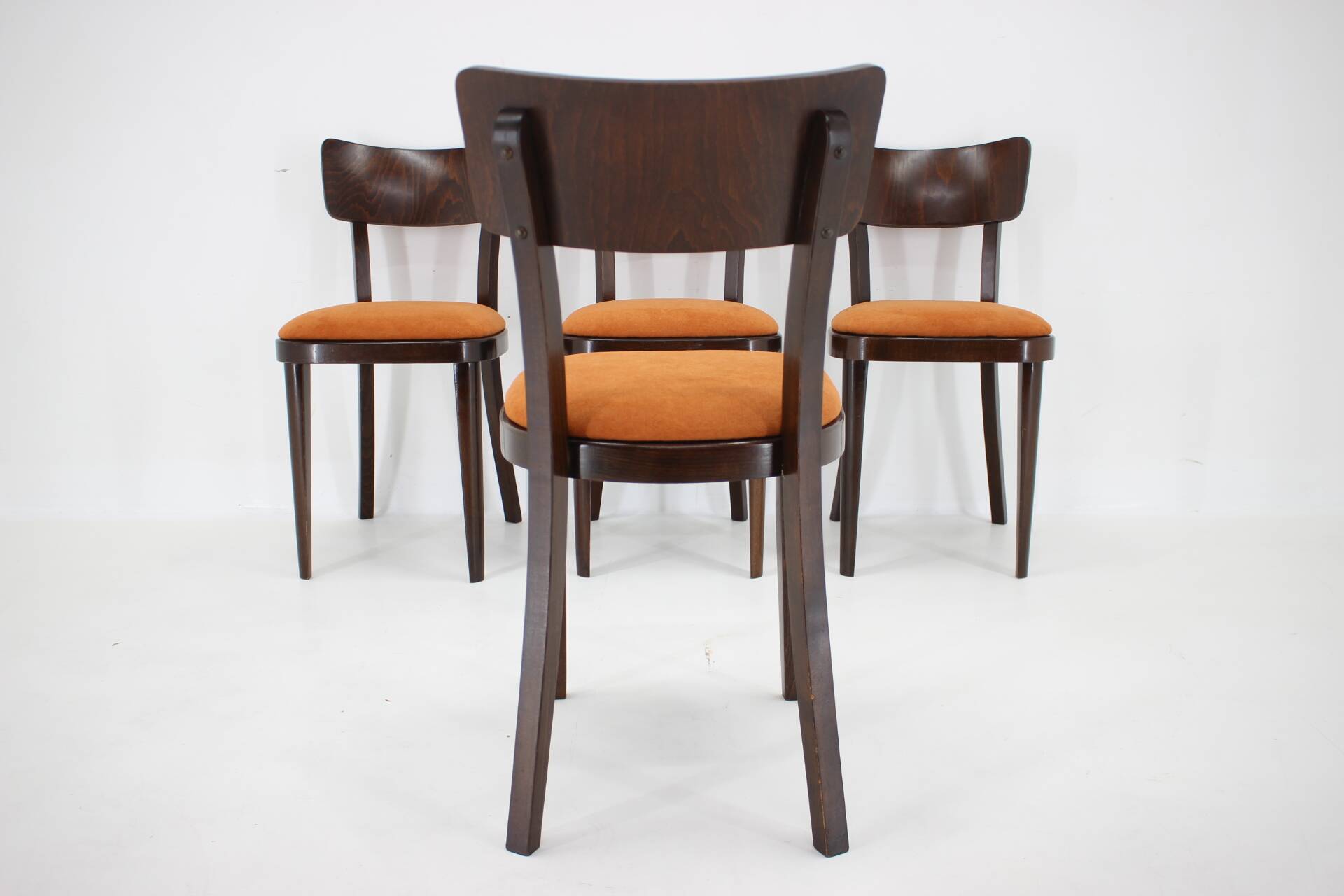 1950s Set of Four Restored Dining Chairs, Czechoslovakia