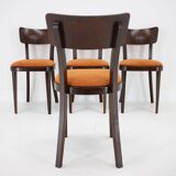 1950s Set of Four Restored Dining Chairs, Czechoslovakia