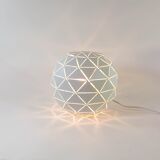Modernist table lamp vintage white metal sphere 90s