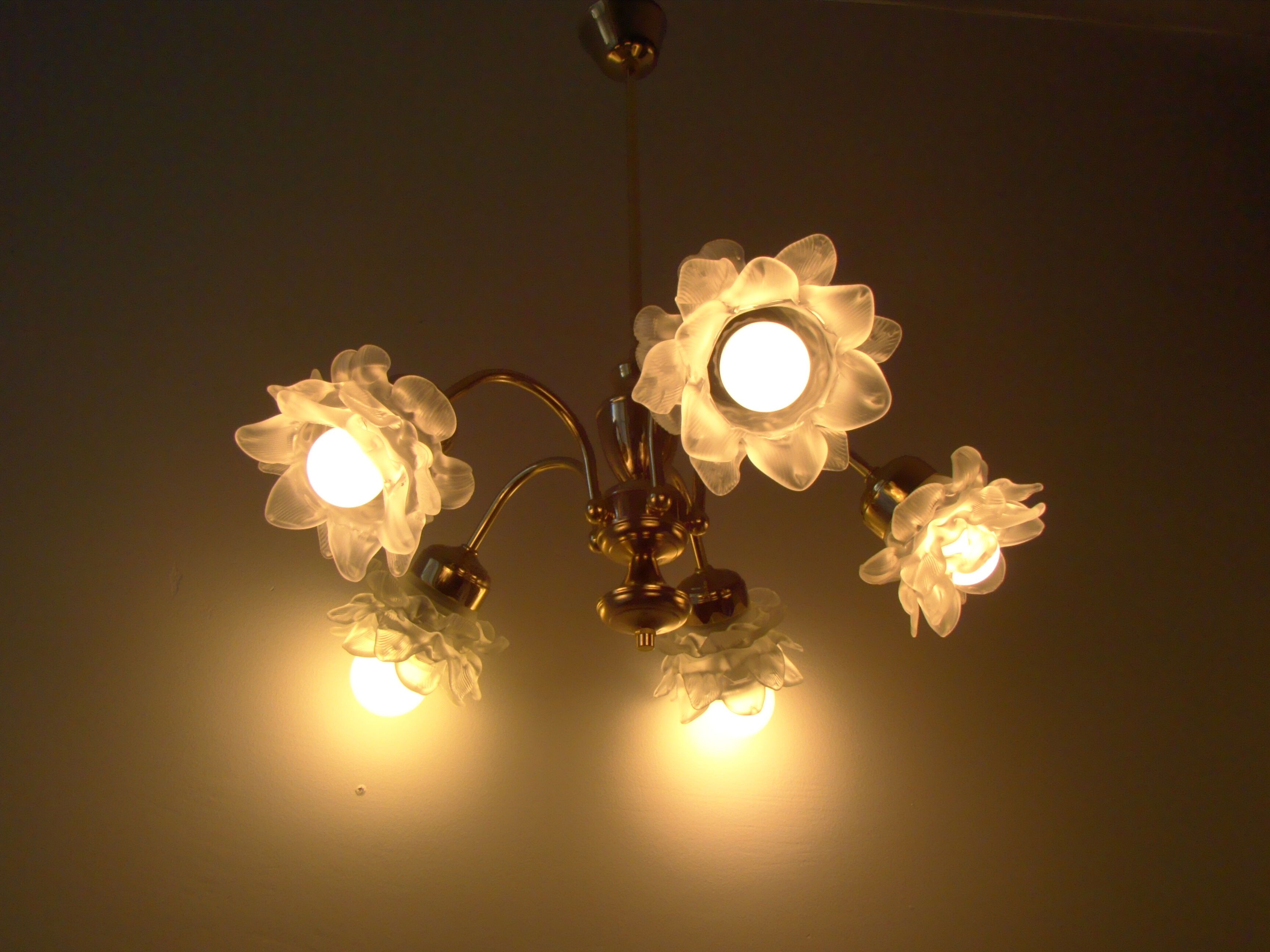 Vintage chandelier with roses in glass paste