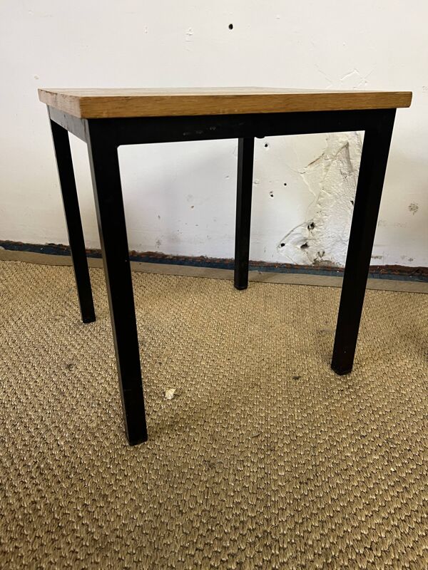 Paire de chevets bois et métal vintage