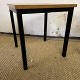 Pair of wooden and vintage metal bedside tables