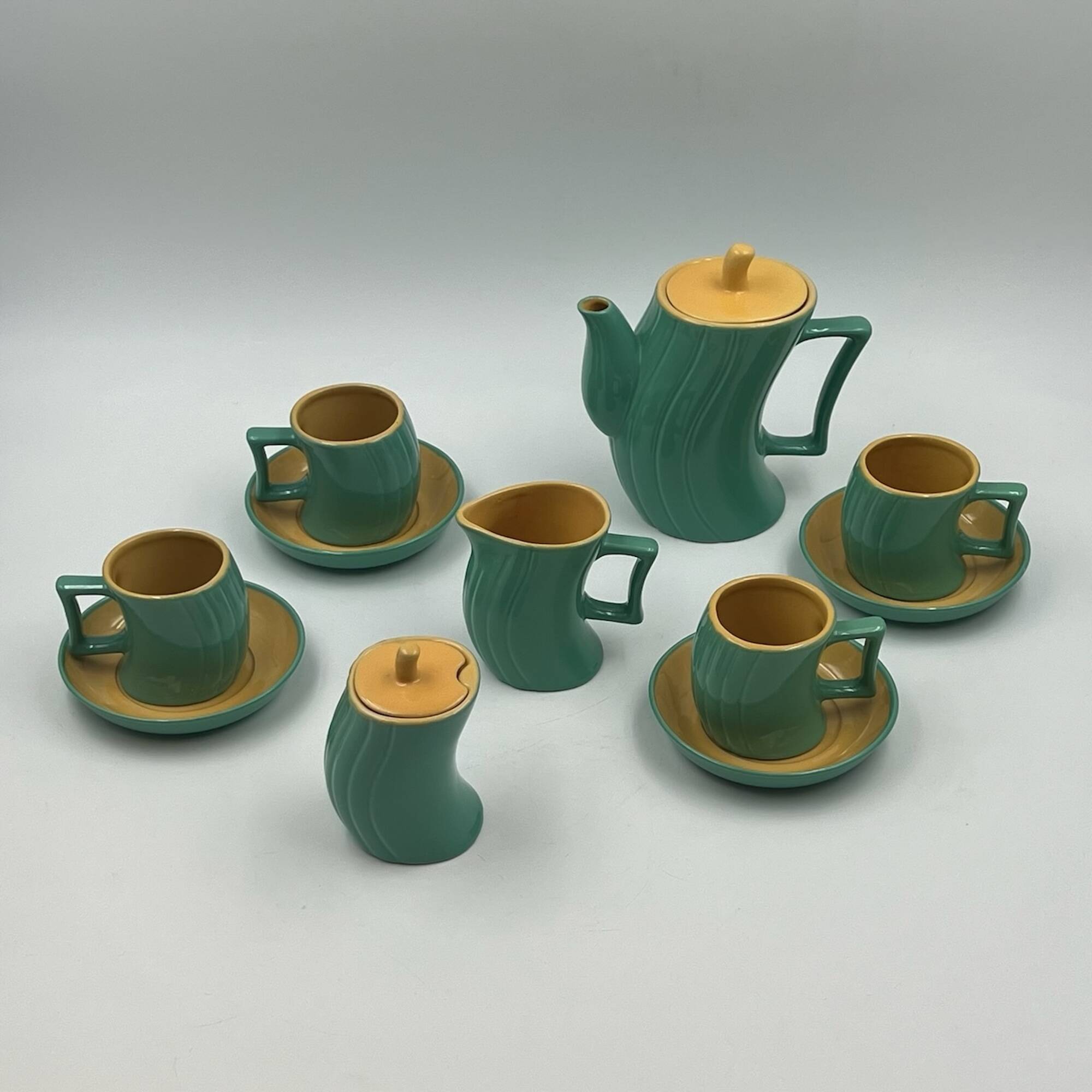 Vintage Memphis Naj Oleari Ceramic Tea Set by Massimo Iosa Ghini - 1980s