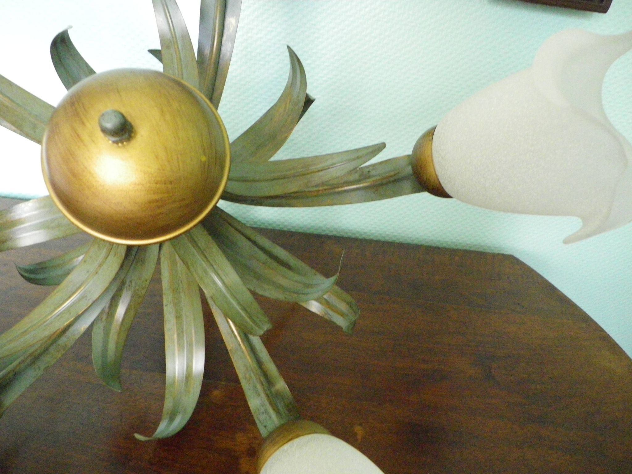 Five Pendant Lights with Frosted White Glass, 1970s