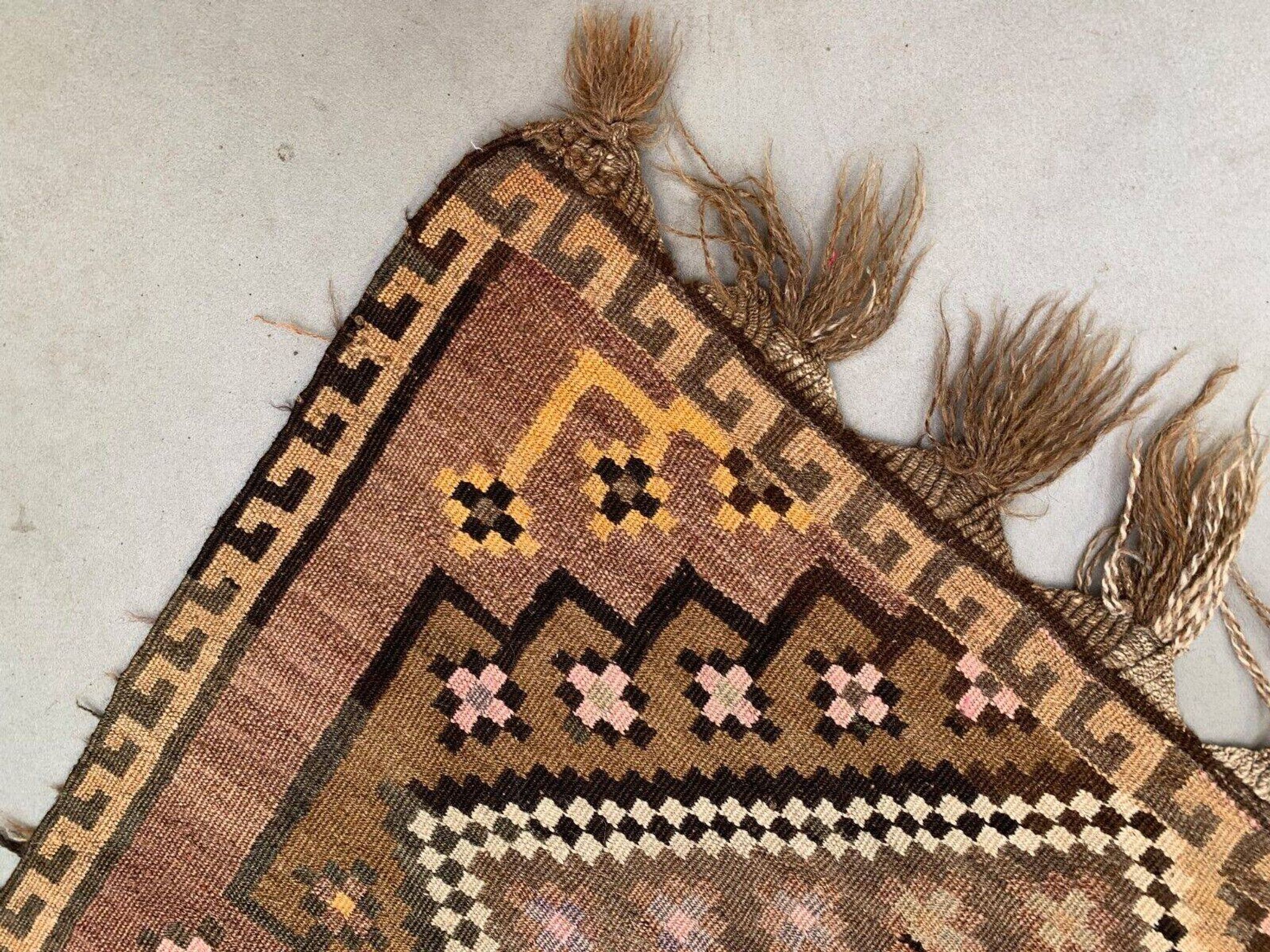 Vintage Turkish Kilim 377x152 cm wool kelim rug large