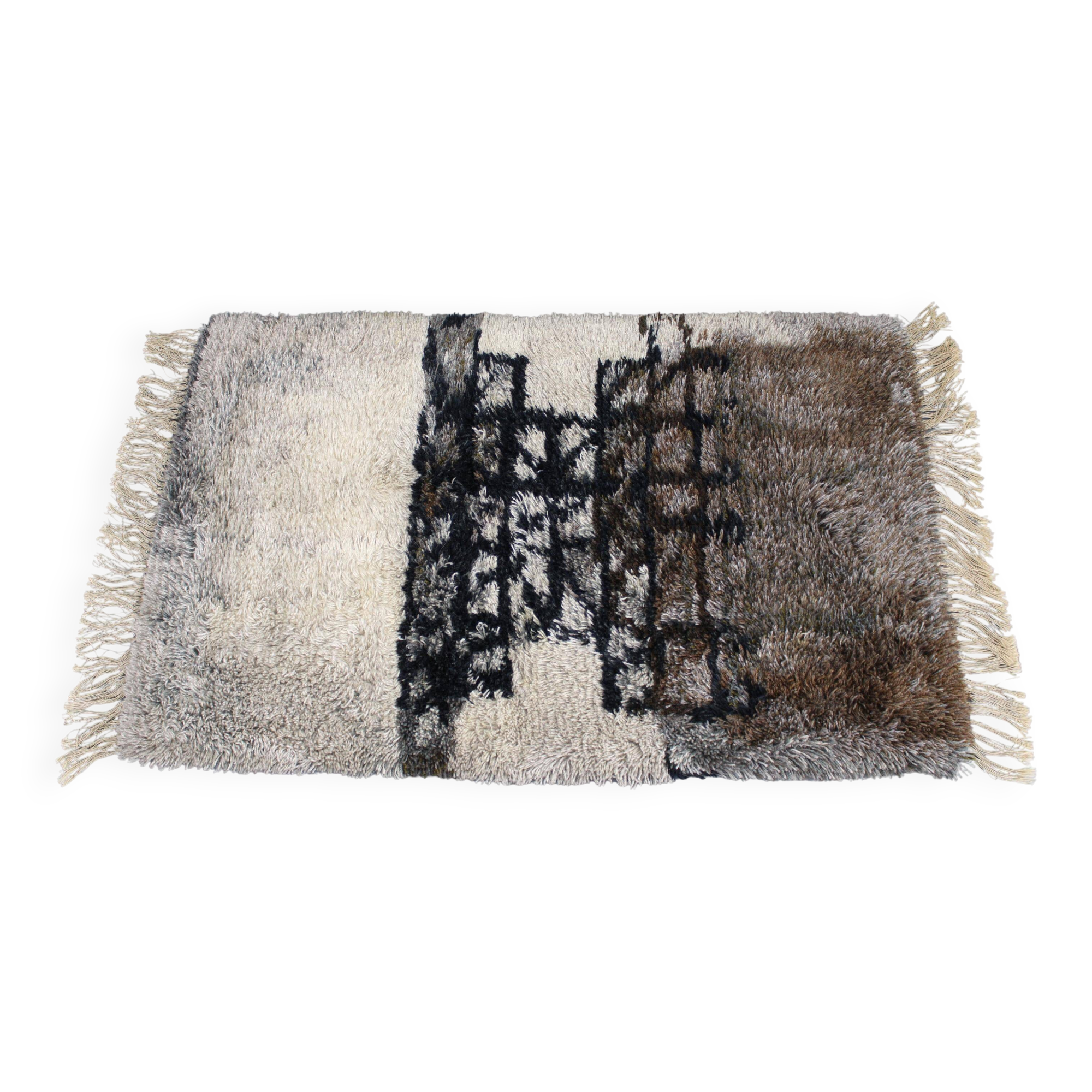 Tapis abstrait danois en laine à poils longs, années 1960