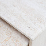 Set of two travertine side tables