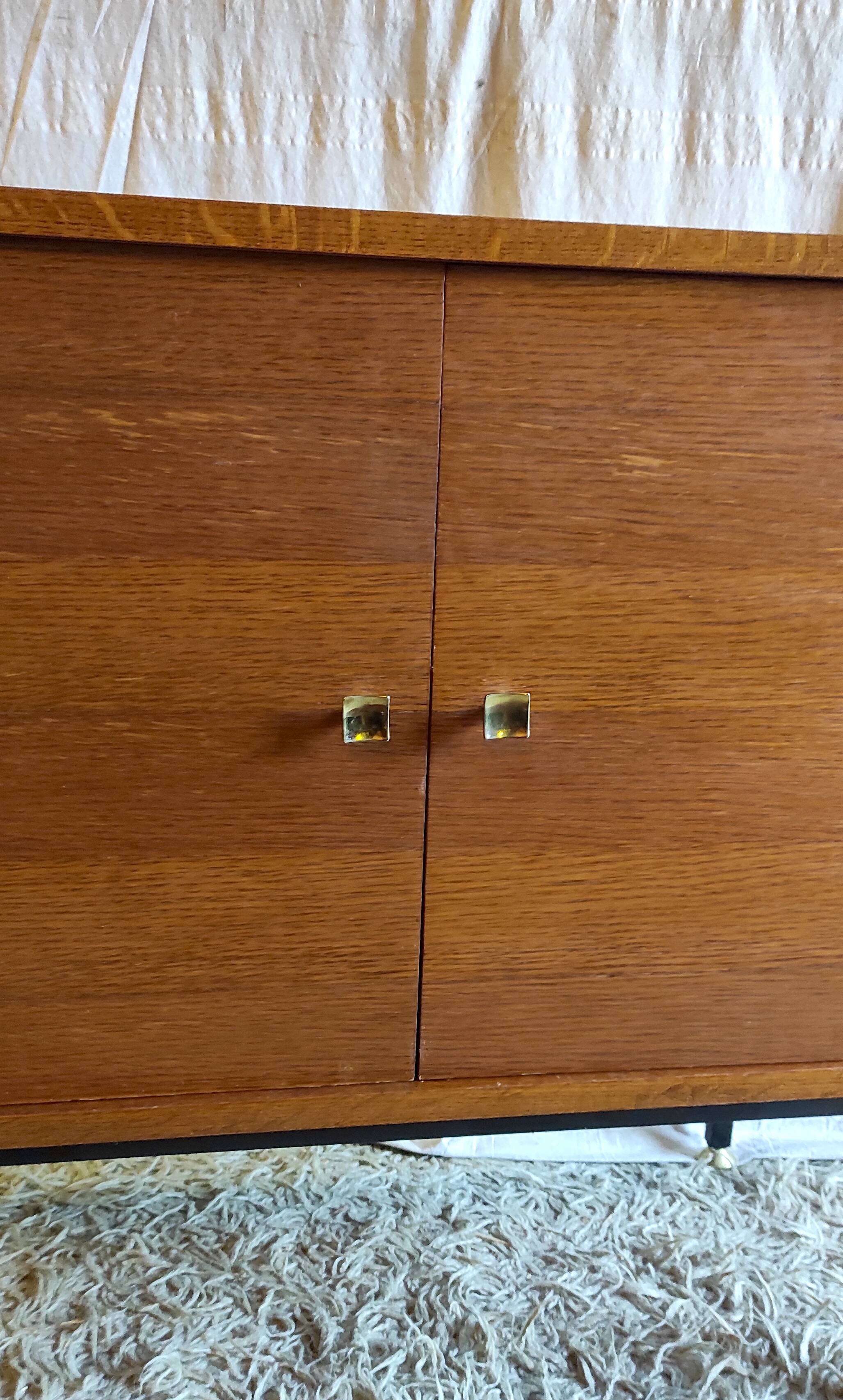 Modernist oak and metal sideboard - mid-20th century