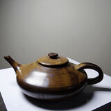 Vintage Japanese-style teapot from the 70s-90s, handmade brown stoneware signed Pichon.