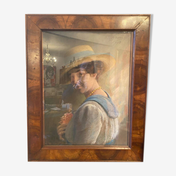 Portrait de femme signé de 1918