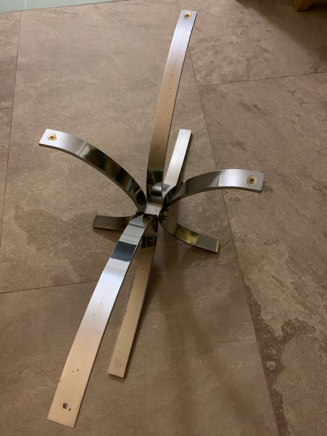 Oval coffee table design Circa glass and chrome 1970s