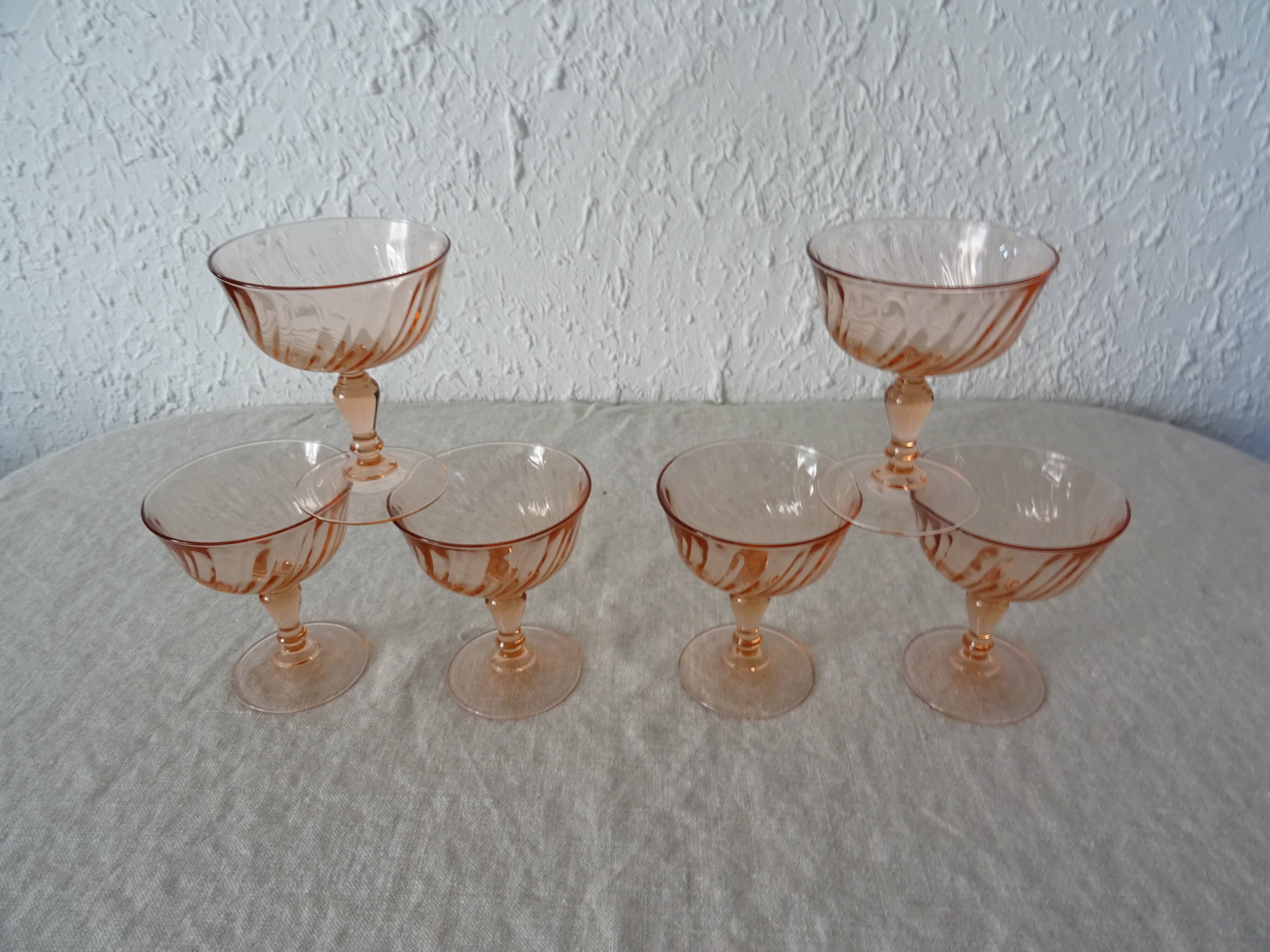 6 glasses dessert or champagne rosaline luminarc 480323 pink glass