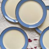 6 Villeroy and Boch old earthenware dinner plates, blue gilt