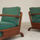 Paire de fauteuils Art déco vert par Jindrich Halabala, Prague 1930