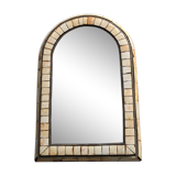 Miroir artisanal vintage en os et laiton 32x47cm