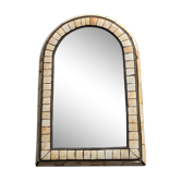 Vintage handmade mirror in bone and brass