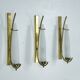 Set of three sconces in brass and triplex opaline glass. Italy 1950s