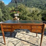 Louis XVI style solid mahogany and bronze flat desk, 19th century