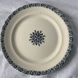 Lot of 12 old flat plates and 2 dishes, Terre de fer Henri II Salins