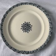 Lot of 12 old flat plates and 2 dishes, Terre de fer Henri II Salins
