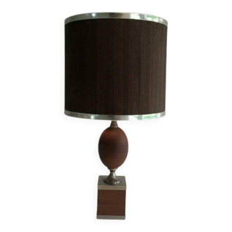 Lampe oeuf en bois et acier brossé