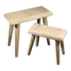 Set of 2 solid wood stools in French brutalist style.