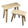 Set of 2 solid wood stools in French brutalist style.