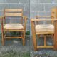Paire de fauteuils années 50 paille et bois