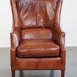 Armchair Made from Cognac-Colored Cowhide Leather