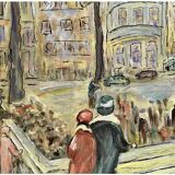 Vintage Mid-Century Caroline Bennett Paris Cityscape Scene Oil Painting