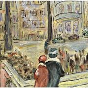 Vintage Mid-Century Caroline Bennett Paris Cityscape Scene Oil Painting