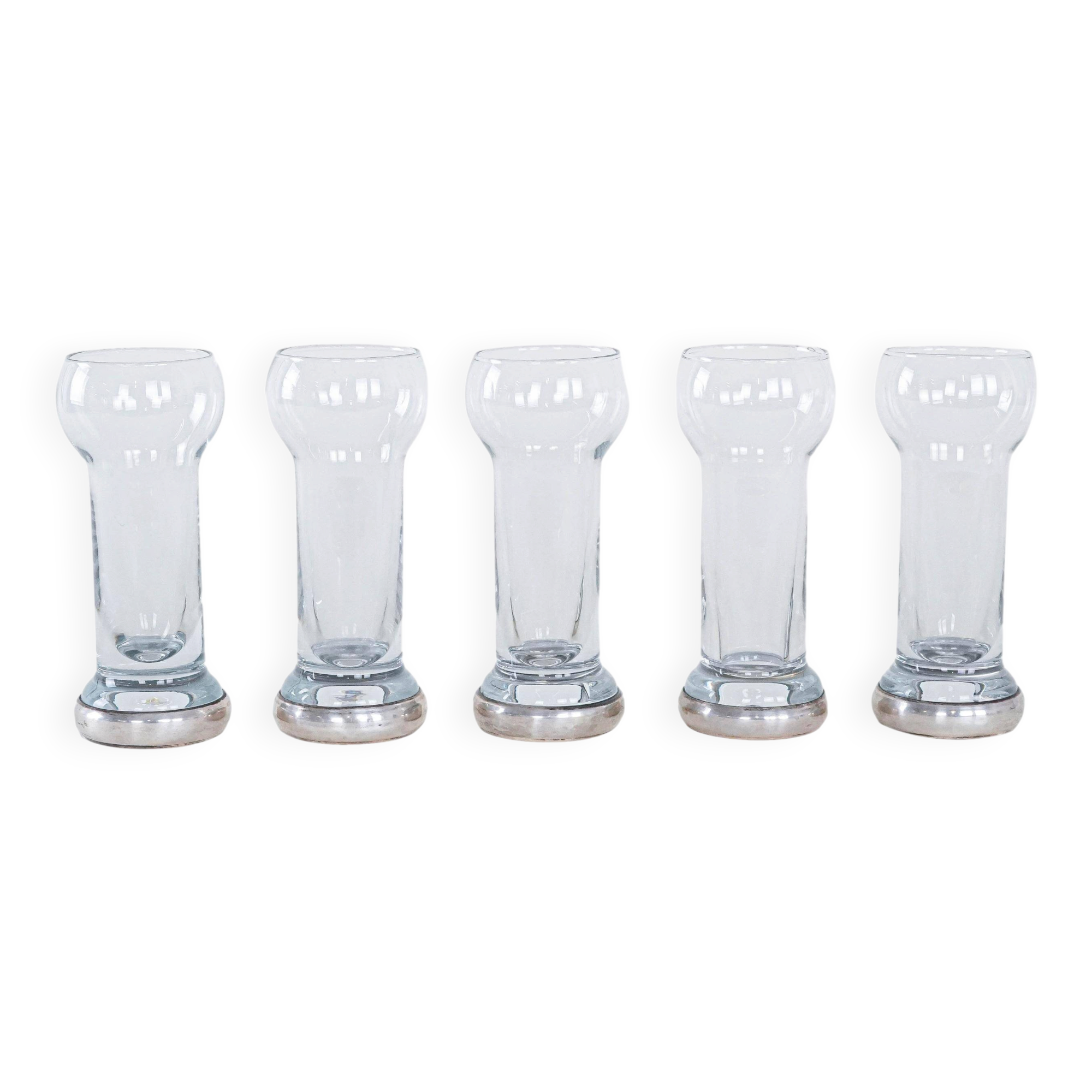 Set of five glasses, Italian design, 1970s, made in Italy