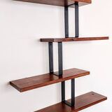 Solid Oak Wood Shelf with Invisible Shelves and Black Steel Supports - Elegance & Modernity